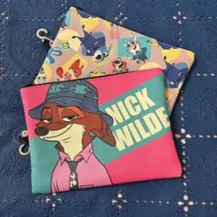 ① しまむら　ズートピア2　ニック　ジュディ　フラットポーチ　2点セット