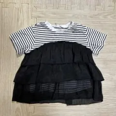 汚れあり　アプレレクール　チュール　ボーダー半袖Tシャツ　90㎝