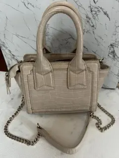 ZARA クロコ型押しショルダーバッグ ベージュ