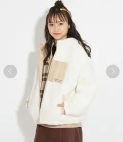 【Pink latte】もこもこボアブルゾン　リバーシブルジャケット　150