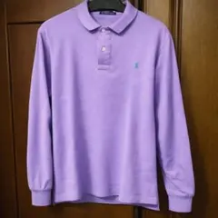 90s ラルフローレン レアカラー 長袖ポロシャツ 刺繍ロゴ Lサイズ 紫