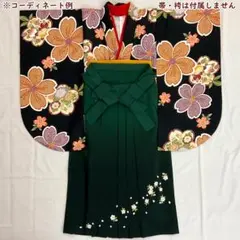 卒業袴 着物 黒 花柄 二尺袖 小振袖 レンタル処分 卒業式 きもの