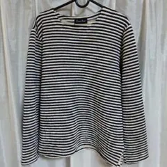 ブラック✕ホワイトのストライプ 長袖カットソー　大きいサイズ