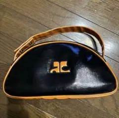 レア】courreges ハンドバッグ ブラック×オレンジ - メルカリ