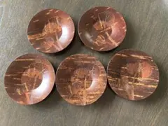 樺細工 茶托 5枚セット 草花文様