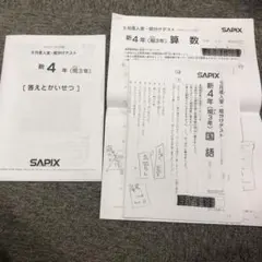 サピックス　新4年　3月度入室・組分けテスト 国算　2020/3/8中古原本