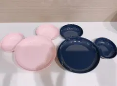 Francfrancミッキーマウス型皿 2枚セット ピンク ネイビー