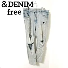 ＆DENIM 【free】ダメージデニムパンツ ライトブルー 海外古着 オシャレ