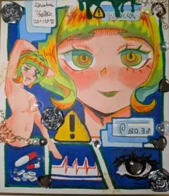 手描き オリジナル アナログイラスト ミニ色紙 イラスト 男の子 一点物 原画