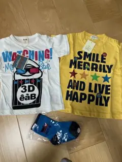 新品　90 e.a.B 3can4on 半袖Tシャツ ソックス 3点　ミキハウスのサムネイル