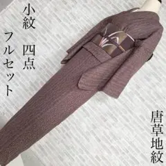 小紋　フルセット　唐草地紋　蔦　蔓紋様　枝垂れ　お買い物　お出掛けに　着物　H6