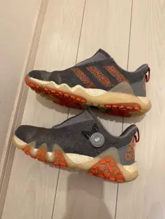 adidas ゴルフシューズ スリッポン グレー/オレンジ