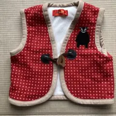 くまモン 赤いドット柄 ベビーベスト
