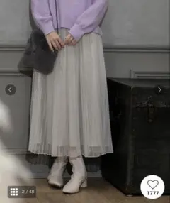 【新品・タグ付き】チュールプリーツフレアスカート/グレー/OPAQUE.CLIP