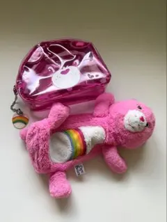 Care Bears クリアポーチ ぬいぐるみペンケース　ピンクのサムネイル