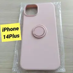 iPhone 14Plus スマホケース リング付き ピンク マット質感 保護