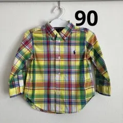 長袖　ラルフローレン　チェックシャツ　24M 90㎝　黄色