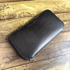 【展示処分品】牛本レザー　ラウンドファスナーウォレット　ブラック