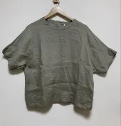 無印良品 半袖ブラウス カーキ M-Lサイズ
