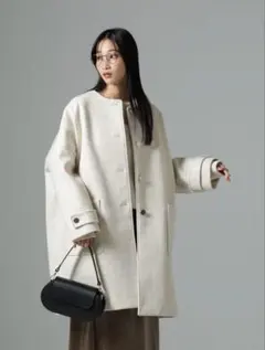 ナノユニバース　ノーカラーコクーンミドルコート