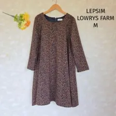 レプシィム×ローリーズファーム 総柄ワンピース【M】膝丈 茶×紺　良品✨のサムネイル