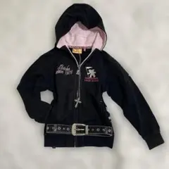 00s y2k 刺繍　英字ロゴ　短丈　パーカー　フーディー　平成ギャル　サーフ