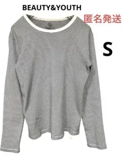 UNITED ARROWS 長袖 カットソー ネイビーグリーンピンストライプ　S