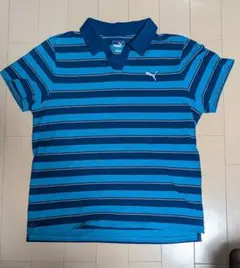 PUMA ポロシャツ XXL 青 ストライプ