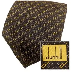 dunhill ダンヒルシルク ネクタイ 黒と金 パターン