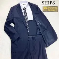 【美品 大きい】SHIPS ロロピアーナ セットアップスーツ ネイビー 50