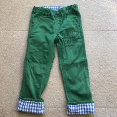 DOUBLE B グリーンパンツ チェック折り返し