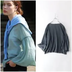 美品 ヒューマンウーマン 定価：14,850円 フレアスリーブ ブラウス