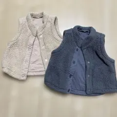 ユニクロ フリース ベビーベスト リバーシブル 2色セット ダークグレー etc
