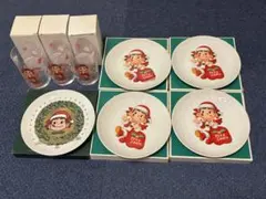 非売品　不二家 ペコちゃん 1997年 クリスマスプレートとペコちゃんグラス