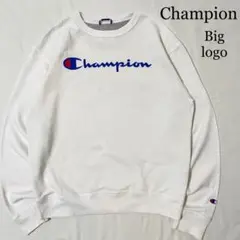 OLD Champion ビッグロゴ プリント スウェット ホワイト M