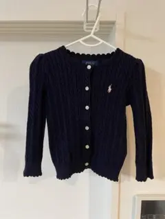 新品タグ付き　ラルフローレン　ネイビー カーディガン　ピンク刺繍　サイズ90