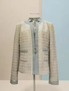 Giornea ジョルネア シルク混 ボーダー ノーカラー ジャケット 13
