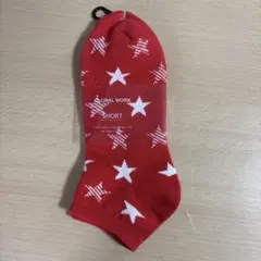 GLOBAL WORK 星柄ショートソックス レッド