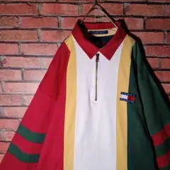 トミーヒルフィガー ハーフジップ ロゴ刺繍 スウェット オールドTOMMY XL