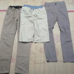 150センチ男の子ベージュロングパンツ3点セット