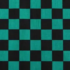 ブロード　和柄　市松模様　炭治郎　鬼滅の刃　緑　黒　生地　ハギレ