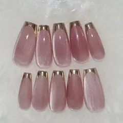 ちゅるん♡ピンクマグネット×ミラーフレンチネイルチップ✧*。韓国 シンプル 大人