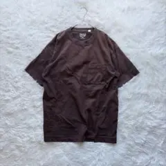 グローバルワーク【M】ヘビーウェイト ポケットTシャツ ブラウン しっかり生地