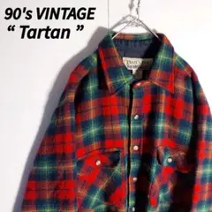 90sUSビンテージアクリルフランネルチェックシャツM赤緑 ファイブブラザー