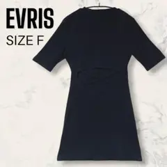 EVRIS バック クロス リブ タイト ミニ ワンピース ブラック サイズFのサムネイル