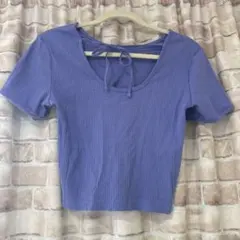 GU パープル クロップドTシャツ 半袖