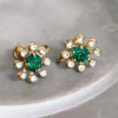 Coro刻印　コロ　イヤリング　結晶　花火　お花　エメラルドグリーン