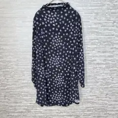 ジェクロワ✨ハート柄 長袖チュニックワンピース M 黒紫　総柄