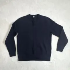 【UNIQLO】ウォッシャブルミラノリブクルーネックセーター ネイビー