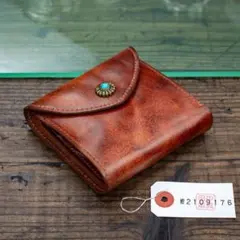 新品 本革 フルレザー アルゼンチン メンズ 二つ折り ブラウン